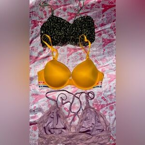 Y2K Leopard Print Floral Lace Lot of 3 Victoria Secret PINK Bra & Bralettes